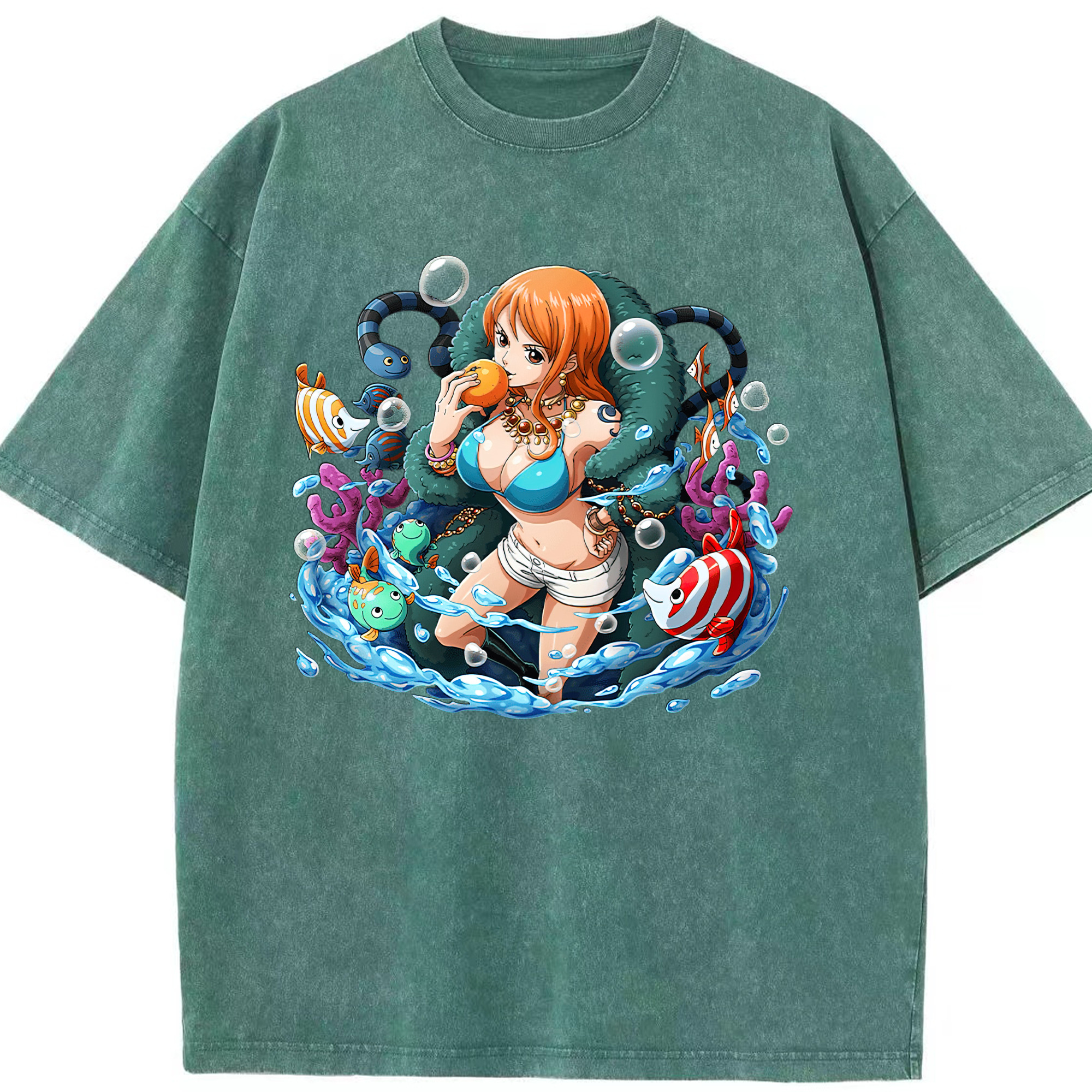 ワンピース ナミ ONE PIECE Nami 綿100% ヴィンテージ風 半袖Tシャツ（フロントプリント）